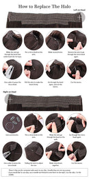 Sassina Halo Hair Extensions Human Hair, Invisible Miracle Wire, One Piece Fish Line Hair Extensions
