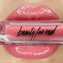 Beauty For Real Lip Gloss + Shine, Kiss Me - Honeysuckle Pink - Non-Sticky Plumping & Hydrating Gloss - Light & Mirror In Cap - Contains Marine Collagen - 0.15 fl oz Beauty For Real
