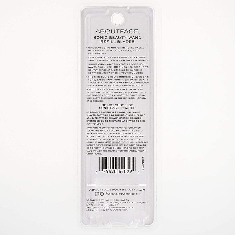 About Face Sonic Beauty-Wand Refill Blades for Exfoliating, 4 Pack – Includes 2 Facial Blades & 2 Brow Blades About Face