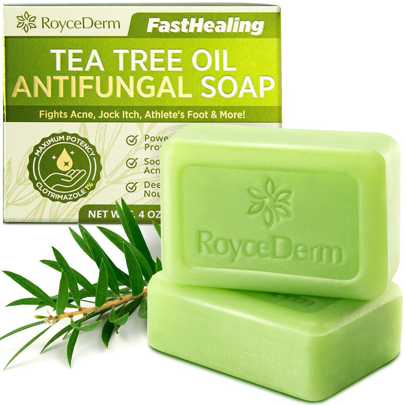 Roycederm Antifungal Antibacterial Tea Tree Soap: Antifungal Antibacterial Treatment for Face & Body Acne, Athlete's Foot, Tinea, Folliculitis Ringworm Jock Itch (Pack of 1) Infinity Warehouse