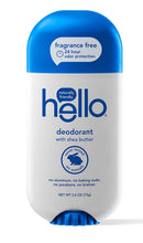 Hello Shea Butter Fragrance Free Deodorant for Women + Men - Aluminum Free, Unscented, No Baking Soda, Parabens, or Sulfates, 24 Hour Protection, 2.6 Ounce Hello Oral Care Store