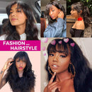 Short Bob Wigs Body Wave Human Hair Wig with Bangs Brazilian Virgin Human Hair None Lace Front Wigs With Bangs 130% Density Glueless Machine Made Wigs For Black Women 10 Inch Beafay Hair