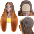 UNice Hair 10A Ombre Straight Silk Base Fake Scalp T part Lace Human Hair Wig Middle Part Brazilian Remy Hair Ginger Wigs Pre Plucked with Baby Hair for Women 150% Density 24inch UNICE Store
