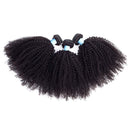 BLY 7A Mongolian Afro Kinky Curly Human Hair 3 Bundles 18 20 22 Inch Unprocessed Hair Weave Weft Big Hair for African American Women Natural Color BLY