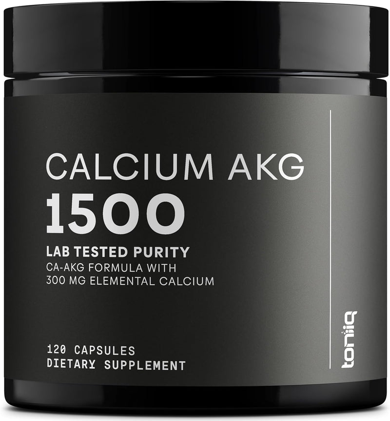 Toniiq 1500mg Ultra High Purity Ca AKG Supplement - 99%+ Highly Purified and Bioavailable Calcium Alpha-Ketoglutarate - Calcium AKG Longevity Supplement - 120 Ca-AKG Vegetarian Capsules Infinity Warehouse