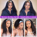 CYNOSURE Curly Headband Wig Human Hair Wigs for Black Women 9a Glueless None Lace Front Wigs Human Hair No Need Pre Plucked Natural Black Color Brazilian Hair Curly Wig(24, Headband Wig Curly) CYNOSURE