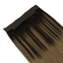 Sassina 20 Inch Balayage Halo Hair Extensions Human Hair with Miracle Wire, Dark Brown Fading into Chestnut Brown