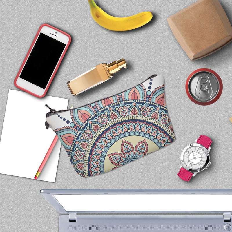 Cosmetic Bag for Women,Deanfun Mandala Flowers Waterproof Makeup Bags Roomy Toiletry Pouch Travel Accessories Gifts (50965) Deanfun