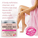Himalayan Salt Body Scrub with Collagen and Stem Cells - Natural Exfoliating Salt Scrub & Body and Face Souffle helps with Moisturizing Skin, Acne, Cellulite, Dead Skin Scars, Wrinkles (11 oz) First Botany