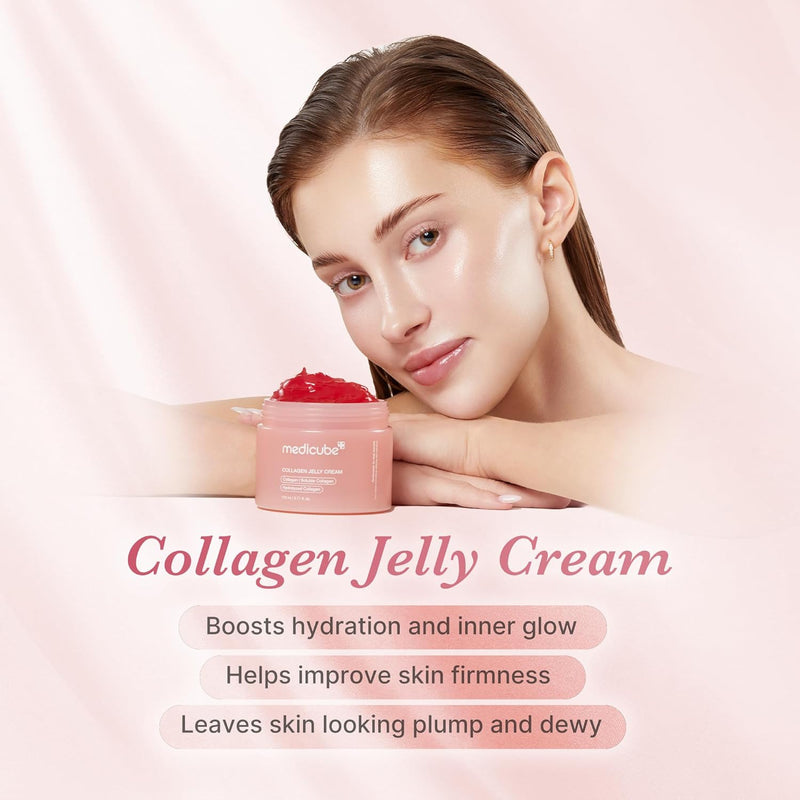 medicube Collagen Jelly Cream- Niacinamide & Freeze-Dried Hydrolyzed Collagen-Boosts skin barrier hydration & gives 24h Glow & Firmer looking skin | No artificial color, Korean skincare (3.71 fl.oz.) Infinity Warehouse