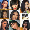 QTHAIR 14A Short Straight Bob Wigs Human Hair Lace Front Wigs (8 inch) 4x4 Lace Closure Wigs 150% Density Brazilian Virgin Hair Pre Plucked with Baby Hair QTHAIR