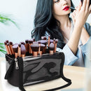 Makeup Brush Case, Stand-up Makeup Cup, Makeup Brush Holder, Travel Professional Cosmetic Bag, Artist Storage Bag with Shoulder Strap and Adjustable Divider (Large Black） TANTO
