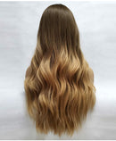 Long Wavy Brown ombre Blonde Wigs Cosplay Party Wig for Black Women Afro High Temperature Fiber Synthetic Hair Wigs Esmee Store