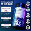 Liposomal Glutathione Supplement 1000MG + 750MG- Glutathione Liposomal with VIT C + Phospholipid Antioxidant Complex - Liver Detox and Immune Support Supplement - 120 Caps - Powder&Liquid Alternative Infinity Warehouse