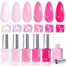 Beetles Jelly Nail Polish Set,6 Colors Pink Nude Jelly Quick Dry Nail Polish Fingernail Fast Drying & Long Lasting Nail Strengthener Polish Gifts for Women Infinity Warehouse