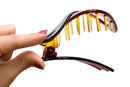 Parcelona French Infinity Loop Tortoise Shell Brown 3” Cellulose Acetate Side Slide In Yoga Flat Teeth Hair Claw Clip Clutcher for Women and Girls (Tortoise Shell Brown) Parcelona