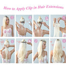 100% Human Hair Clip in Extensions 8 Inch 40g One-piece 5 Clips Long Straight Clip on Hairpiece Half Head for Women Wide Standard Weft Soft Silky