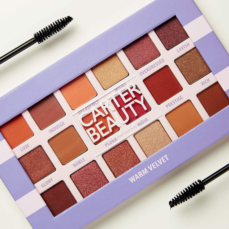 Carter Beauty 18 Shade Palette - Warm Velvet Palette For Women - The Ultimate Glam Eyeshadow Collection For Versatile Eye Looks - Bendable Matte And Metallic Shades - Vegan, Cruelty Free - 180.4 OZ Carter Beauty By Marissa Carter