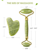 HANABEE Rose Quartz Facial Roller Jade Roller Gua Sha Facial Tools Face Roller and Gua Sha Massage Tool Body gua-sha Scalp Beauty Gift for Women Face Roller Massager (Green) HANABEE