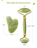 HANABEE Rose Quartz Facial Roller Jade Roller Gua Sha Facial Tools Face Roller and Gua Sha Massage Tool Body gua-sha Scalp Beauty Gift for Women Face Roller Massager (Green) HANABEE