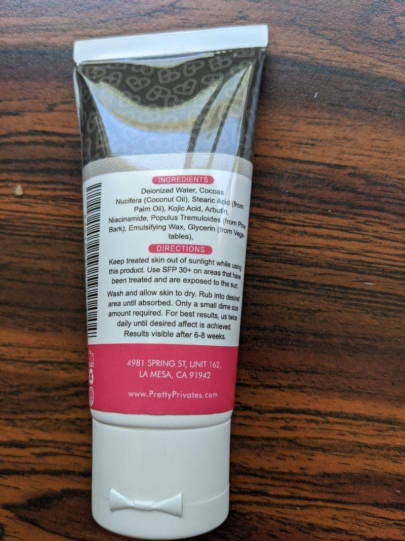 Intimate Lightening Cream - Pretty Privates - Natural Skin Bleaching for Intimate and Sensitive Areas - Private Parts, Underarm, Elbow, Knee - With Kojic Acid + Niacinamide + Arbutin (2oz) Pretty Privates