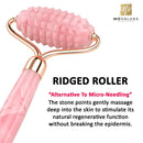 Rose Quartz Roller with Gua Sha, Mini Eye Roller set - Jade Roller for Face - Face Roller 100% Natural Authentic Crystal - Face Massager, Facial Roller for Skin Care, Eyes, Neck - Tones, Firms, Depuff MoValues