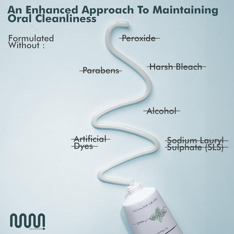 MasterMedi Nano Hydroxyapatite Toothpaste – Fluoride Free, SLS Free, for Sensitive Teeth, Whitening, Enamel Remineralization, Magic Mint, Dentist Recommended, 4 oz (Pack of 3) Infinity Warehouse