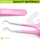 Blackhead Tweezer - Professional Curved Steel Tip Surgical Comedone & Splinter Extractor By Rapid Vitality. Ideal Blemish & Acne Remover Tool Means Flawless Facial Skin (Pink) CYNAMED
