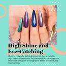 Beetles Chrome Nail Powder Kit Black White Colors Gel Polish Mirror Effect Holographic Aurora Iridescent Pearlescent Manicure Art Decoration Glitter, Holo Nail Powder 8 Colors 1g or 0.5g/Jar beetles Gel Polish