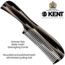 Kent 10T Graphite Finish, Large Hair Detangling Comb, Wide Teeth for Thick Curly Wavy Hair. Long Hair Detangler Comb For Wet and Dry. Saw-Cut from Cellulose and Hand Polished, Handmade in England KENT