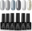 Beetles Elephantastic Elegant Gel Nail Polish Set - Soak Off Nail Gel Polish Nude Gray Glitter Series 6 Colors Gel Polish Kit Classic Nail Art Designs Gel Manicure Gift Set beetles Gel Polish Store