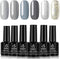 Beetles Elephantastic Elegant Gel Nail Polish Set - Soak Off Nail Gel Polish Nude Gray Glitter Series 6 Colors Gel Polish Kit Classic Nail Art Designs Gel Manicure Gift Set beetles Gel Polish Store