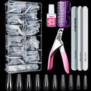 Clear Fake Coffin Nail Tips, Teenitor Long Acrylic Full Cover Nail Tip Press On Nails, 600pcs Ballerina False Nails Nail Glue, Files And Buffer Polisher Nail Brush and Clipper Set for Beginners Teenitor