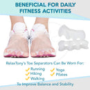Anatomical Gel Toe Separators, Spreaders & Straighteners- Relieves Foot Pain and Corrects Toes- Pedicure Toe Separator- Used as Toe Guards, Toe Spacer for Hammer and Overlapping Toes- Bunion Corrector Relax Tony