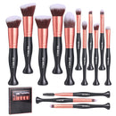 BS-MALL Stand Up Makeup Brushes Premium Synthetic Foundation Powder Concealers Eye Shadows Makeup 14 Pcs Brush Set, Rose Golden BS-MALL
