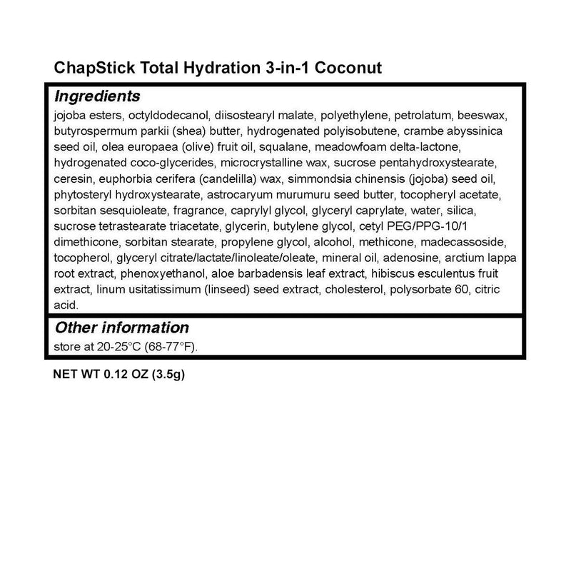 Total Hydration Coconut Lip Balm Tube Chapstick