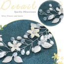 Yean Leaf Bridal Hair Vine Flower Pearl Wedding Hair Piece Rhinestone Hair Accessories for Women and Girls (Silver) Yean