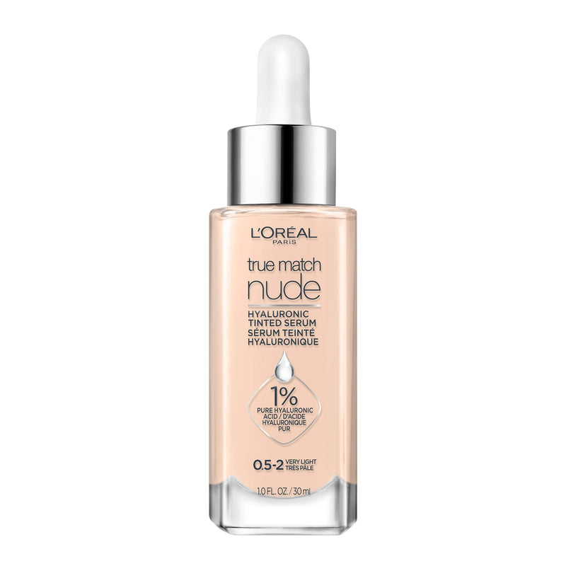 L'Oreal Paris True Match Nude Hyaluronic Tinted Serum The 1st Tinted serum with 1% Hyaluronic acid Instantly skin looks brighter, even and feels hydrated Makeup + Skincare, Very Light 0.5-2, 1 fl. oz. L'Oreal Paris
