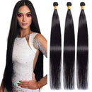 Maxine Hair 10A Brazilian Virgin Straight Hair 4 Bundles 100% Unprocessed Long inch Human Hair Weave Extensions Natural Color Can Be Dyed and Bleached (32''&32''&32''&32') Maxine Store