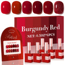 Double Rhythm 6 Pcs 15 ML Gel Polish Set Same Color Same Bottle Soak Off Gel Polish Kit Nail Art Manicure Salon DIY at Home for Women (Jelly Burgundy Red Glitter Silver -T6-56) Infinity Warehouse