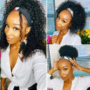 UNice Headband Wig for black Women Human Hair Curly Wig Brazilian Virgin Hair Glueless Non Lace Front Wig 150% Density (16inch) UNICE Store