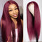Beauty Forever Hand Tied T Part Lace Wig Human Hair Lace Part Wigs Long Straight Hair 24inch 99J Color Middle Part 150% Density For Black Women Beauty Forever Store