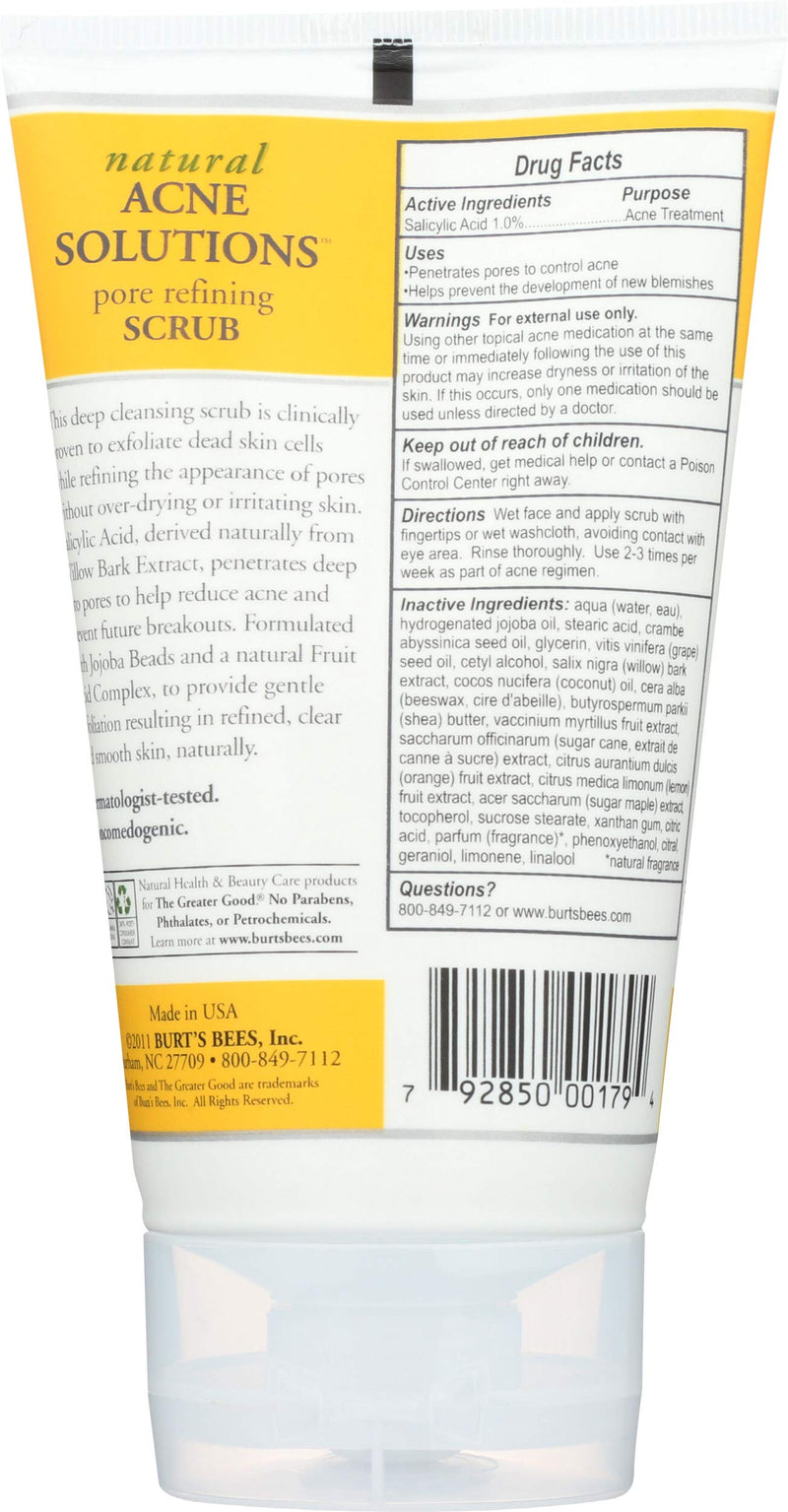 Burt's Bees Burt's Bees Natural Acne Solutions Pore Refining Cleansing Scrub, Exfoliating Face Wash for Oily Skin, 4 Oz (package May Vary), 4 ounces Burt's Bees