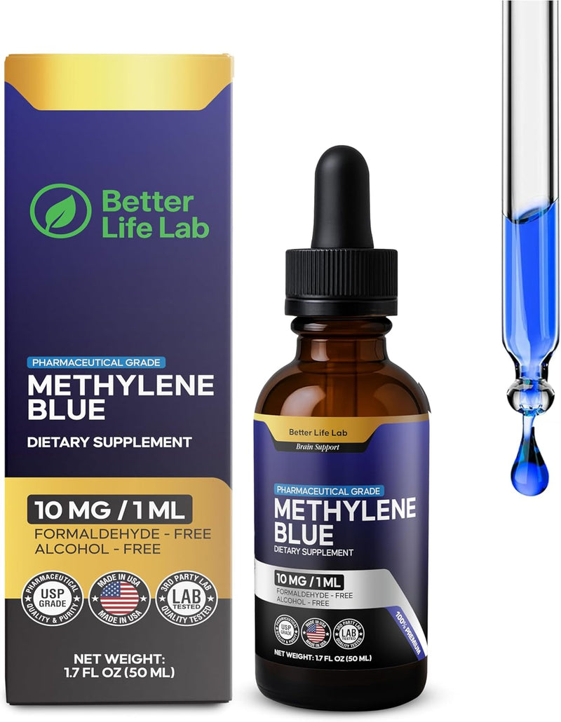 Methylene Blue Pharmaceutical Grade 99.99% with Dropper, USP Grade Quality Drops, No Formaldehyde, Made in USA (1% 50ml Bottle) Infinity Warehouse