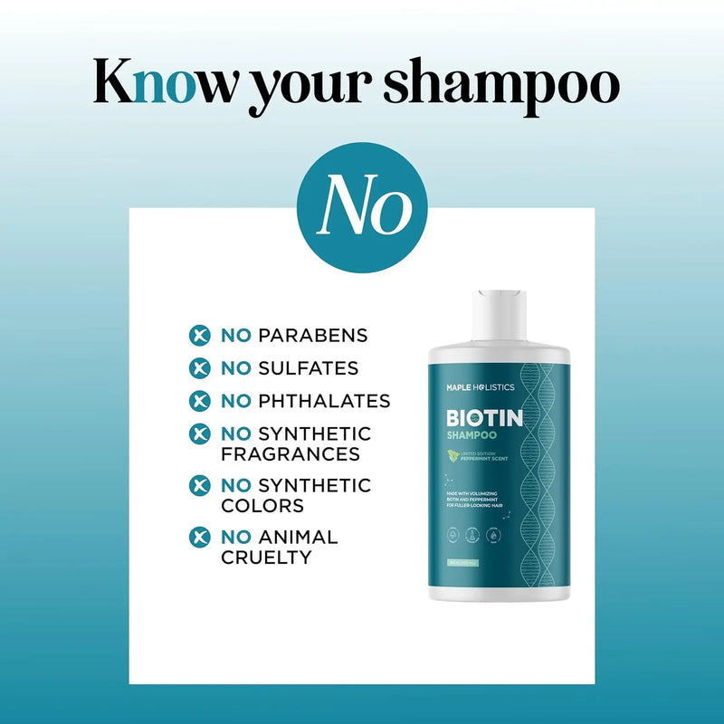 Volumizing Biotin Shampoo for Thinning Hair - Thin Hair Shampoo with Peppermint Argan and Essential Oils for Hair Care - Vegan Sulfate Free Shampoo for Damaged Dry Hair Paraben and Cruelty Free (Mint) Infinity Warehouse