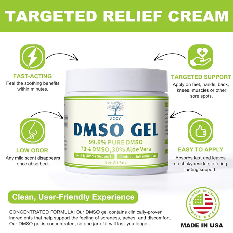 ZOXY DMSO Gel with Aloe Vera, 99.9% Pure, Support Joint and Muscle, Low Odor, Quickly Absorbed, Non-Greasy, 4 oz Infinity Warehouse