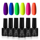 Beetles Neon Gel Nail Polish Set, Neon Orange Hot Pink Blue Yellow Green Purple 6 Colors Soak Off LED Gel Nail Kit, 7.3ml Each Bottle beetles Gel Polish
