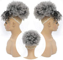 G&T Wig Afro High Puff Hair Bun Drawstring Ponytail With Bangs Short Kinky Curly Pineapple Pony Tail Clip in on Wrap Updo Hair Extensions for African American Black Women (1B/Grey) G&T Wig Store