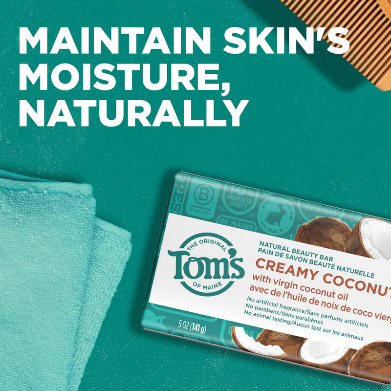 Tom's of Maine Natural Beauty Bar Soap, Creamy Coconut With Virgin Coconut Oil, 5 oz. Infinity Warehouse