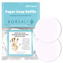 Paper Soap Sheets by Borsali; Mini Portable Travel Size Dissolvable Soap Flakes; Dry Soap Sheets For Camping, Travel, Public Restrooms;100 Refill Sheets To Go; BORSALI